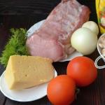 Hidangan meriah - daging babi dengan jamur dan keju: resep terbaik
